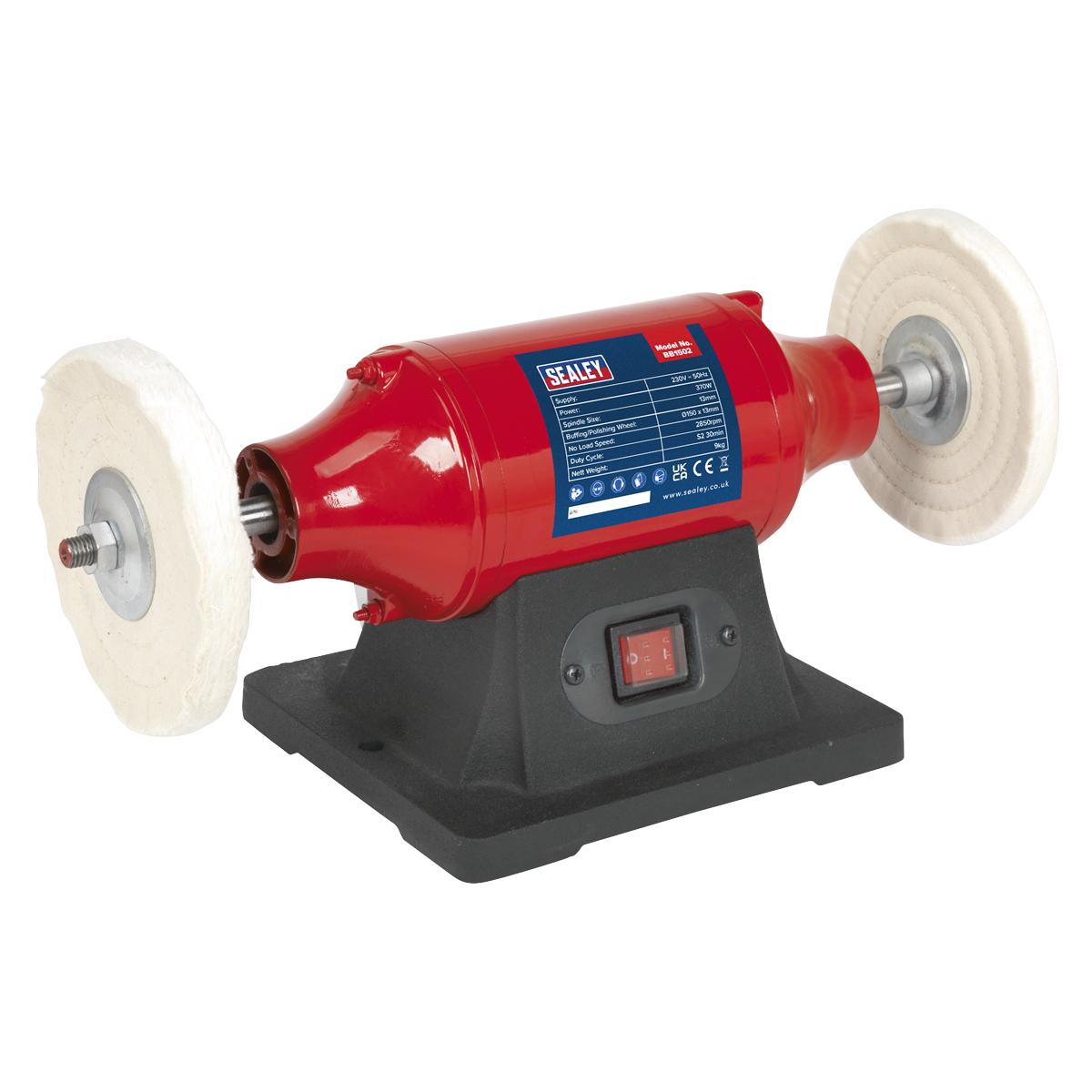 Sealey Bench Mounting Buffer/Polisher 150mm 370W/230V 3-Pin Plug BB1502