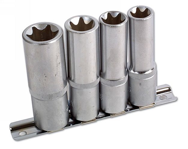 LASER 3392 1/2" Drive Deep Star Socket Set E16 To E24 Chrome Vanadium Steel