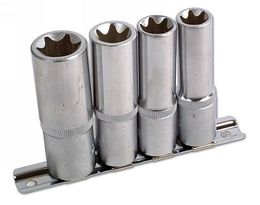 LASER 3392 1/2" Drive Deep Star Socket Set E16 To E24 Chrome Vanadium Steel