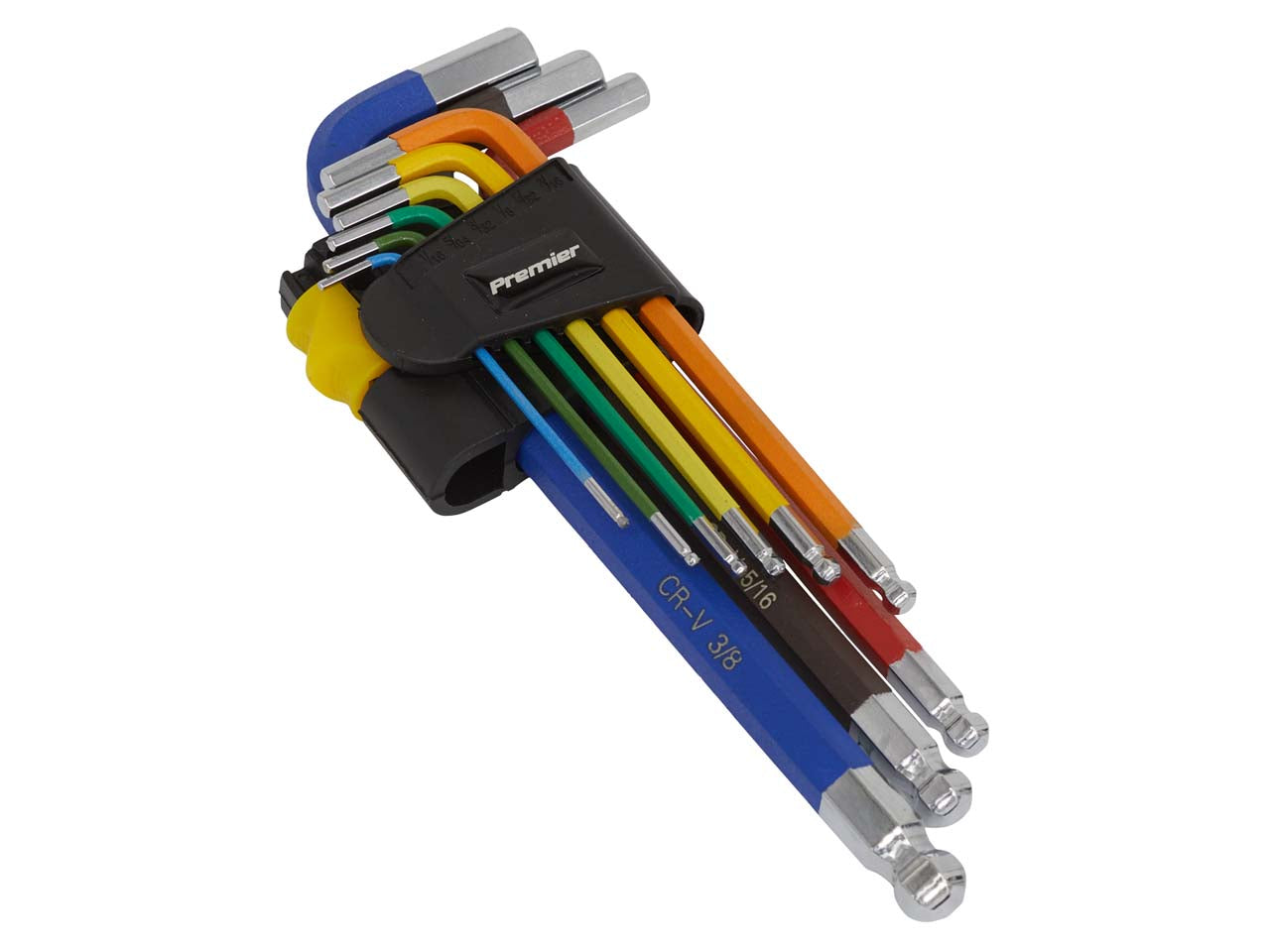 Sealey Ball End Hex Key Set 9 Pieces Long Colour Coded Imperial Hand Tool AK7197
