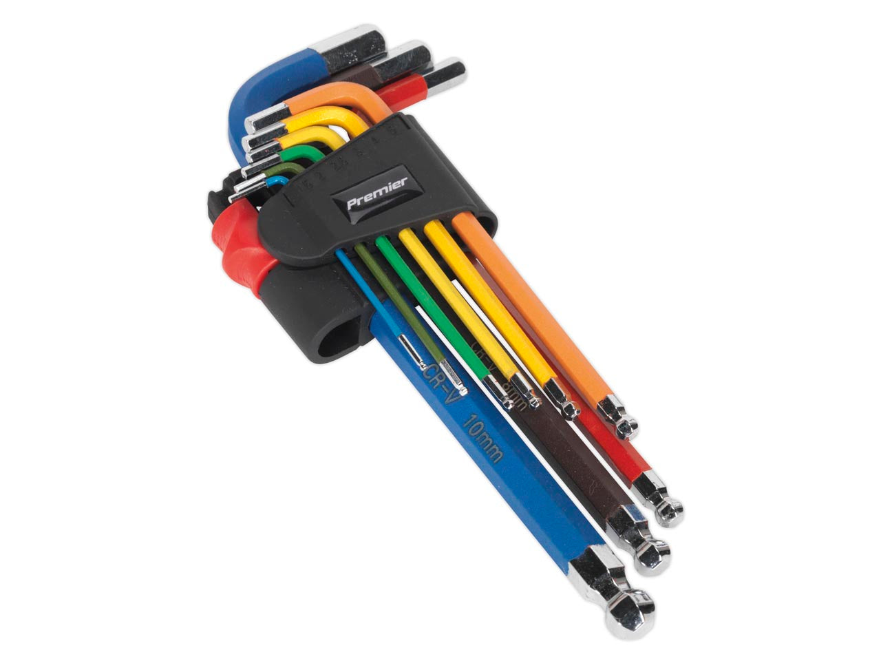 Sealey Ball-End Hex Allen Key Set 9Pc Colour-Coded Metric Chrome Vanadium AK7190
