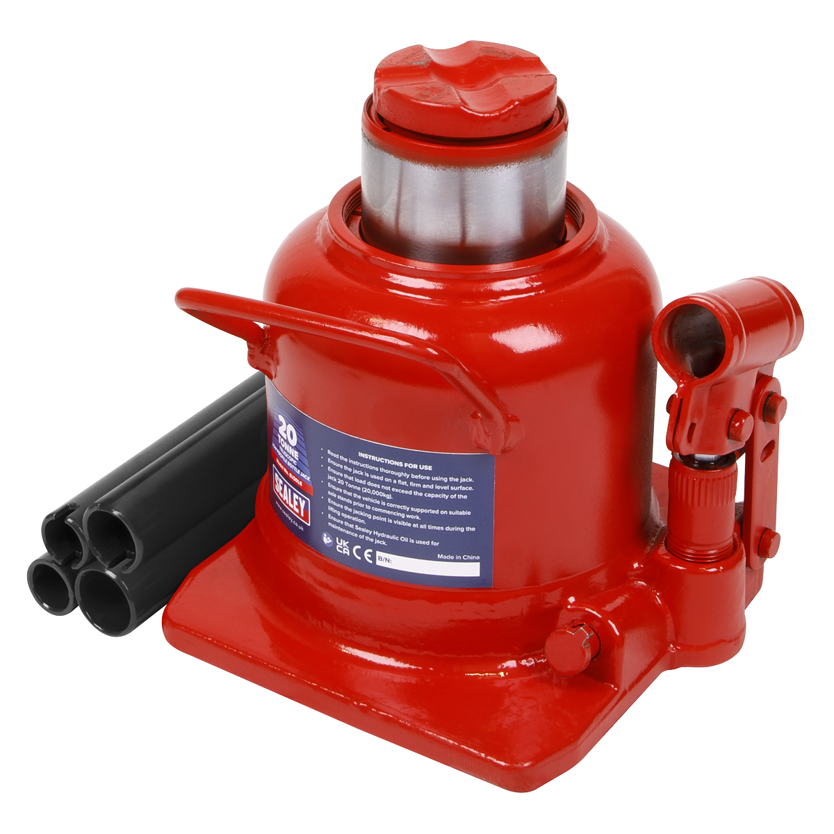 Sealey Bottle Jack 20 Tonne Low Profile Telescopic With Overload Valve BJ20LE