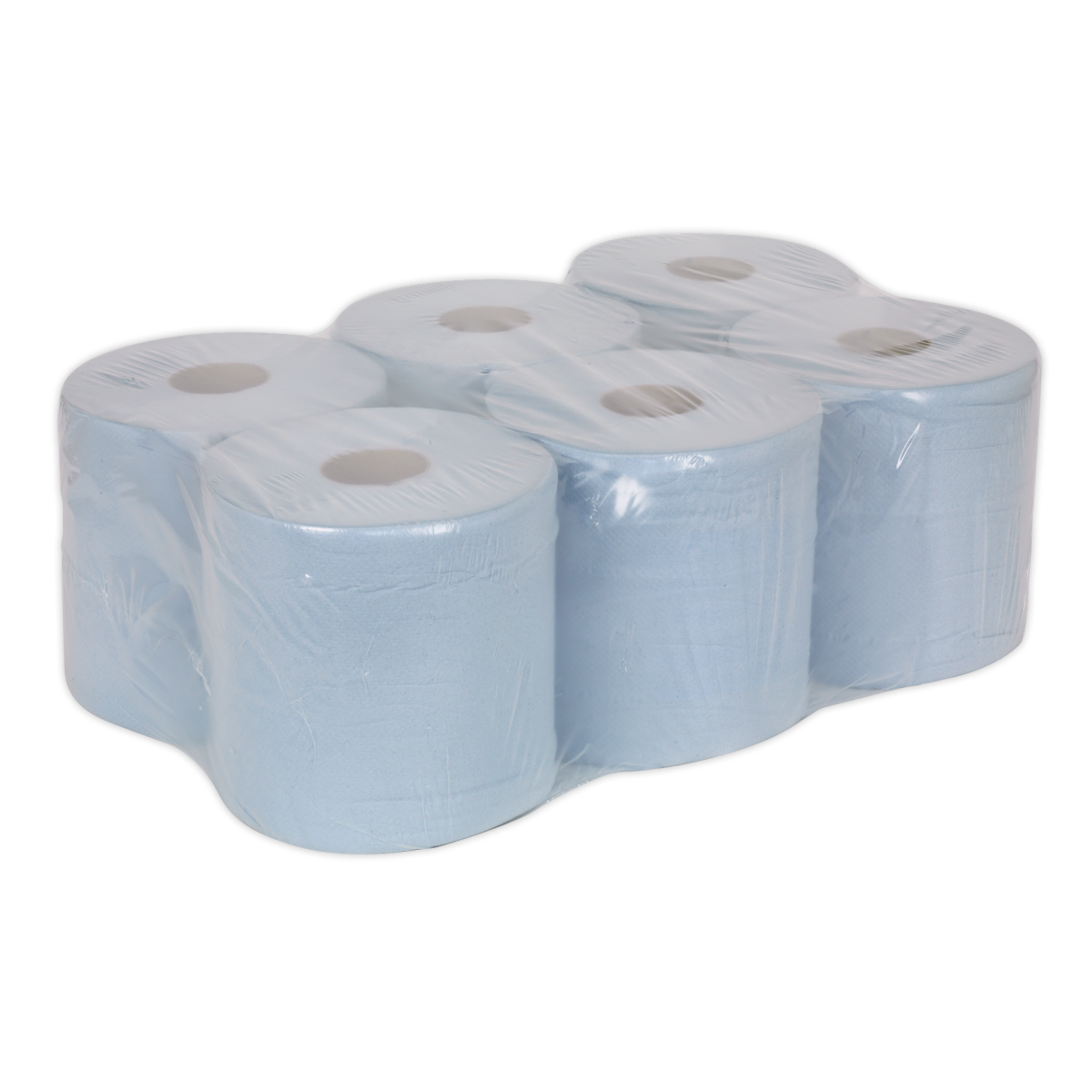 Sealey Paper Roll Perforated Wipes Blue 2 Ply Embossed 150M Pack Of 6 BLU150