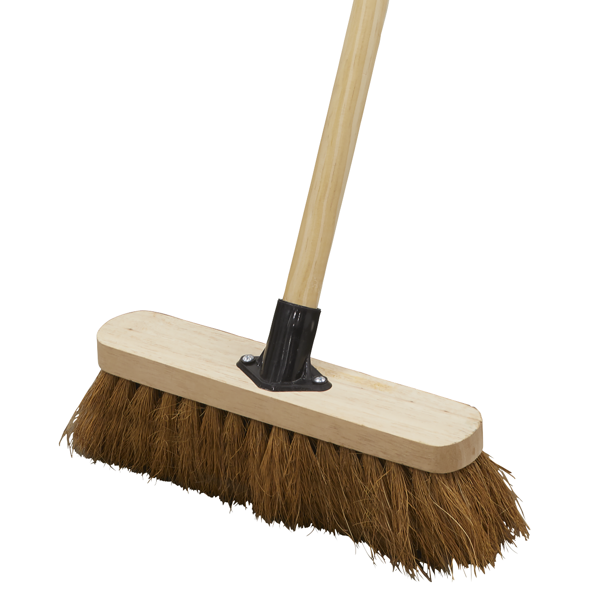 Sealey Broom 300mm Soft Coco Bristle + Handle Bracket For Indoor Outdoor BM12S
