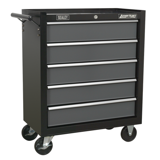 Sealey 5-Drawer Rollcab With Ball-Bearing Slides & Two Keys - Black/Grey AP2505B