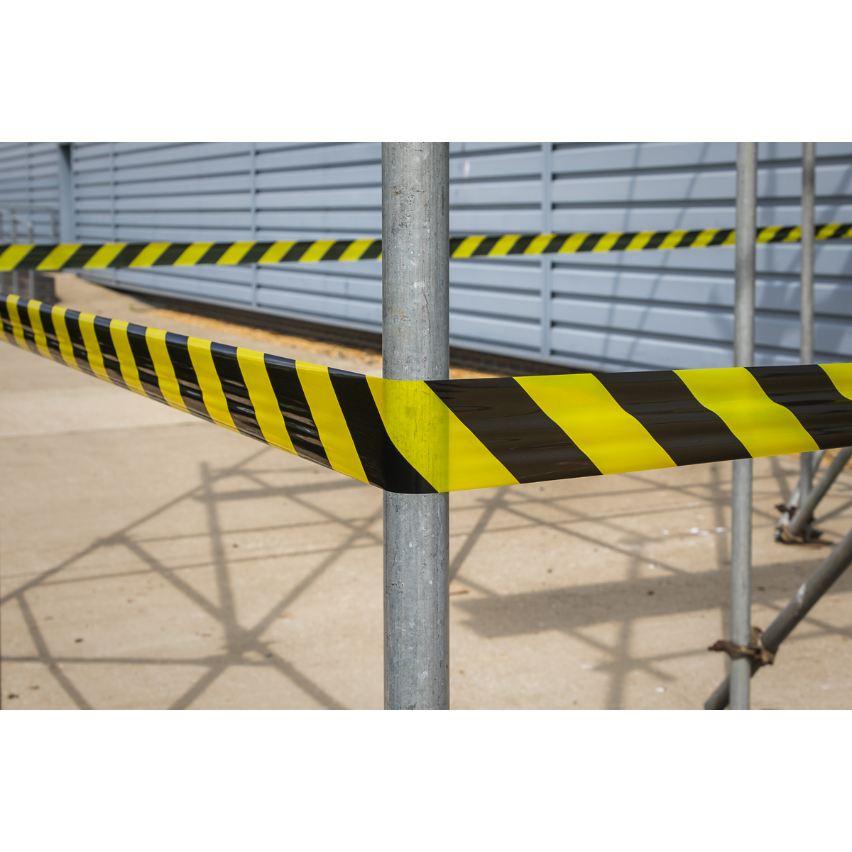 Sealey Hazard Warning Barrier Tape 80mm x 100m Black Yellow Non Adhesive BTBY