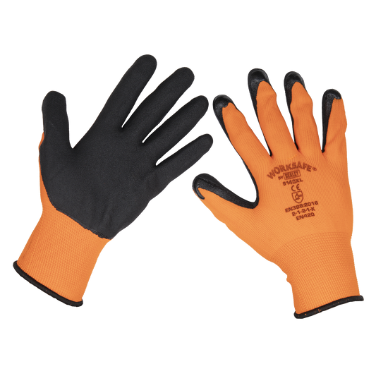 Sealey Foam Latex Workshop Safety Gloves X-Large (XL) - 12PK Pairs 9140XL/12