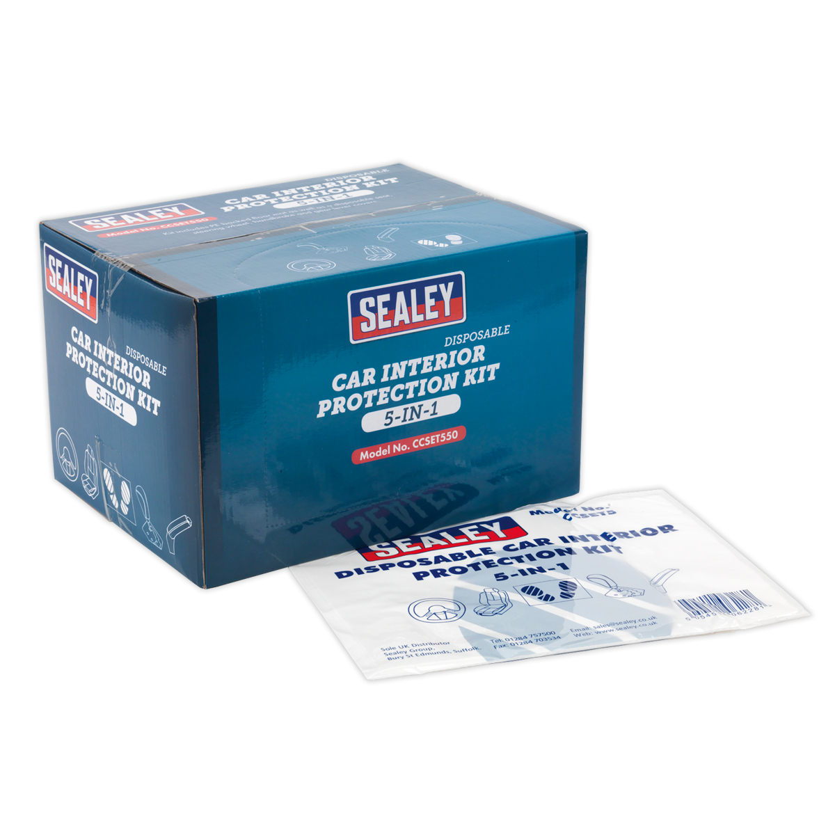 Sealey 5-In-1 Disposable Car Interior Protection Kit Box of 50 Pieces CCSET550