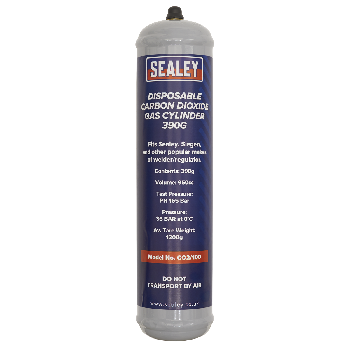 Sealey Gas Cylinder Disposable Carbon Dioxide 390g 12 Pieces CO2/100/12