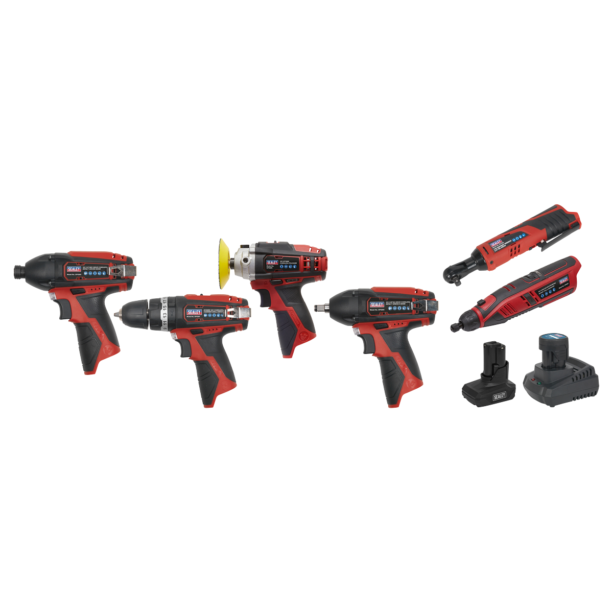 Sealey SV12 Series 6 x 12V Ergonomic Cordless Power Tool Combo Kit CP1200COMBO2