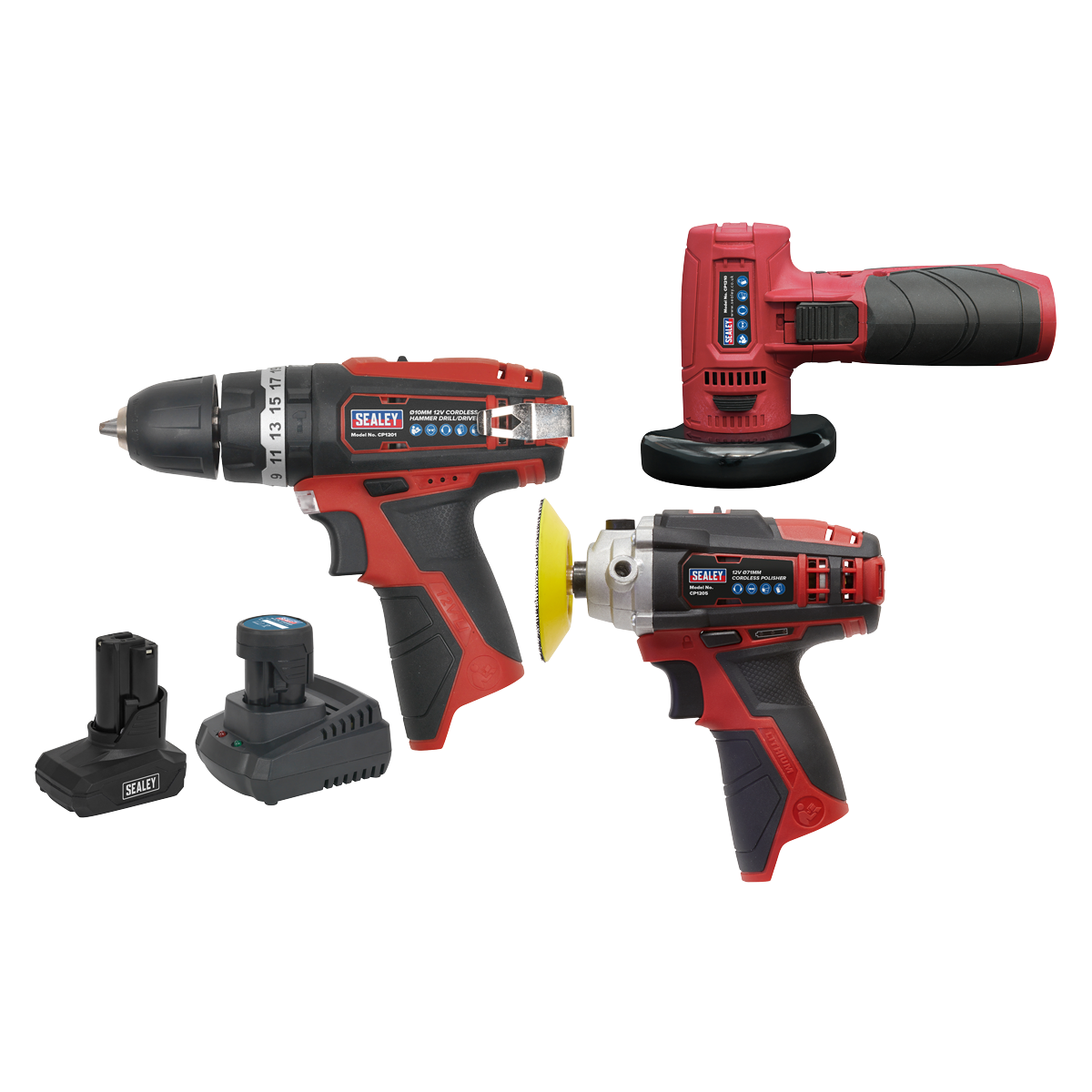 Sealey 12V 1x3Ah 1x1.5Ah 3 Pieces Cordless Power Tool Combo Kit CP1200COMBO7