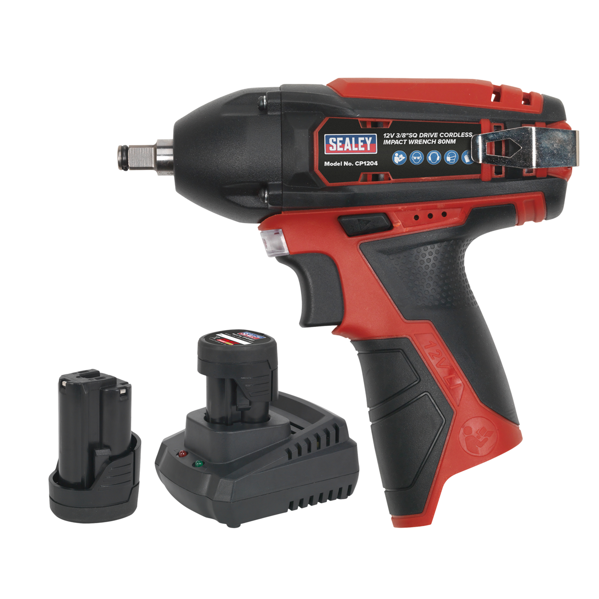Sealey Impact Wrench Kit 3/8" Square Drive 12V Li-Ion - 2 Batteries CP1204KIT