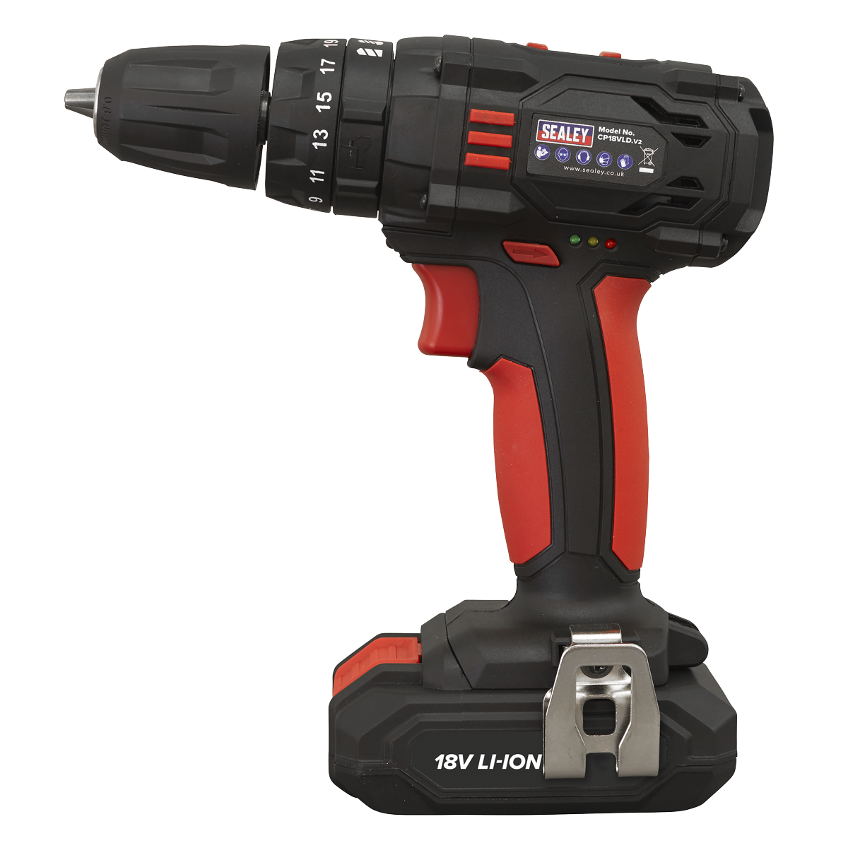Sealey 18V 1.5Ah Ø10mm Cordless Combi Drill With LED Worklight 31Nm CP18VLD