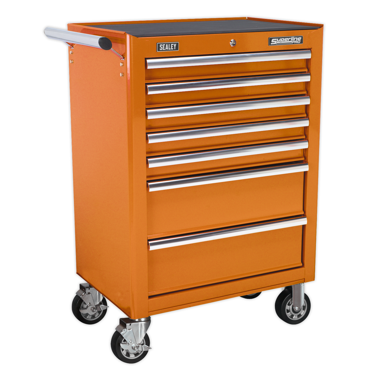 Sealey Rollcab 7 Drawer W/ Ball Bearing Runner Tool Storage Box Orange AP26479TO