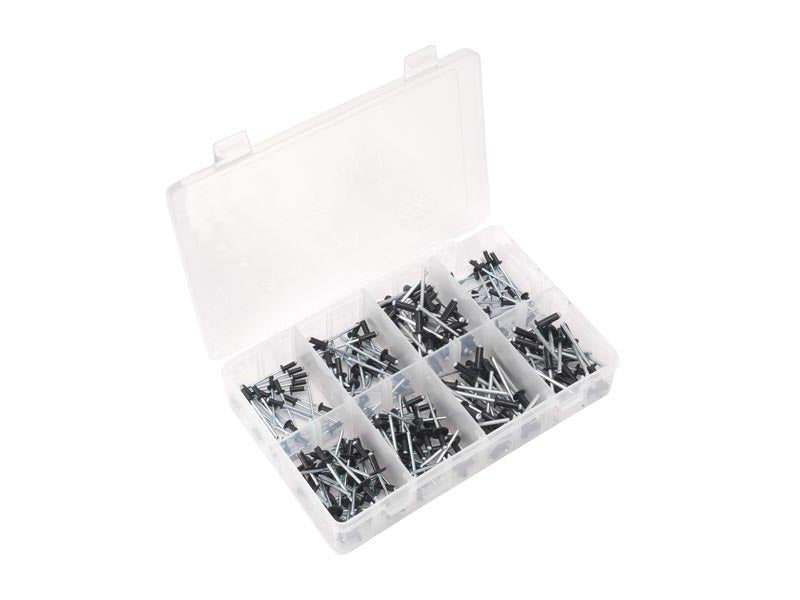 Sealey Rivet Assortment 200 Pieces Black Anodised Standard/Large Flange AB074BR