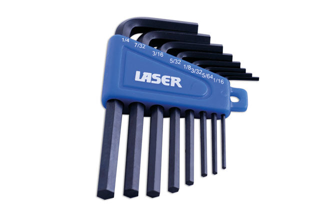 LASER 0267 Imperial Hex Key Set 8 Pieces Chrome Vanadium Short AF Allen Keys