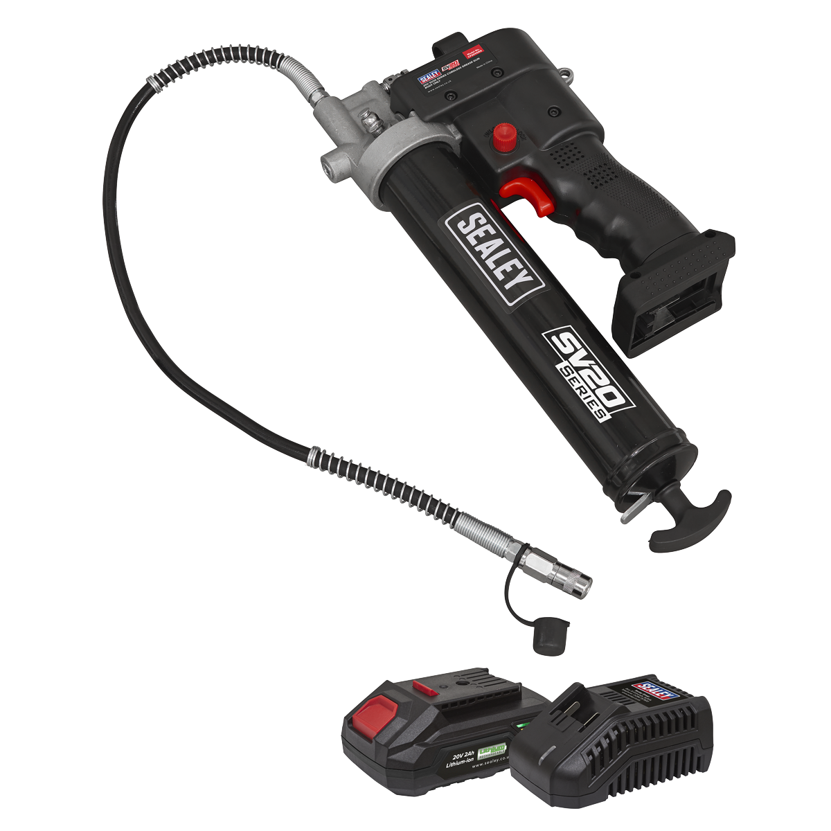 Sealey 20V SV20 Series Grease Gun Kit Professional 2Ah 8000psi CP20VGRGKIT1