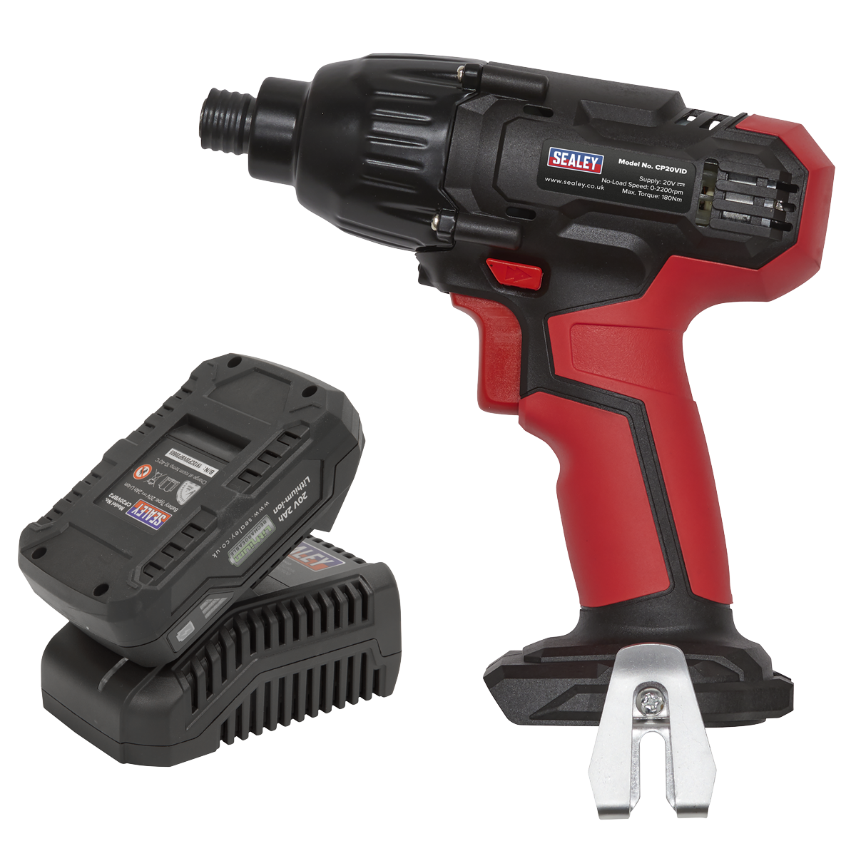 Sealey 20V 2Ah SV20 1/4" Hex Drive Impact Driver Kit Soft Grip CP20VIDKIT1