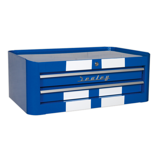 Sealey Tool Mid Box 2 Drawers Retro Style Blue With White Stripes AP28102BWS
