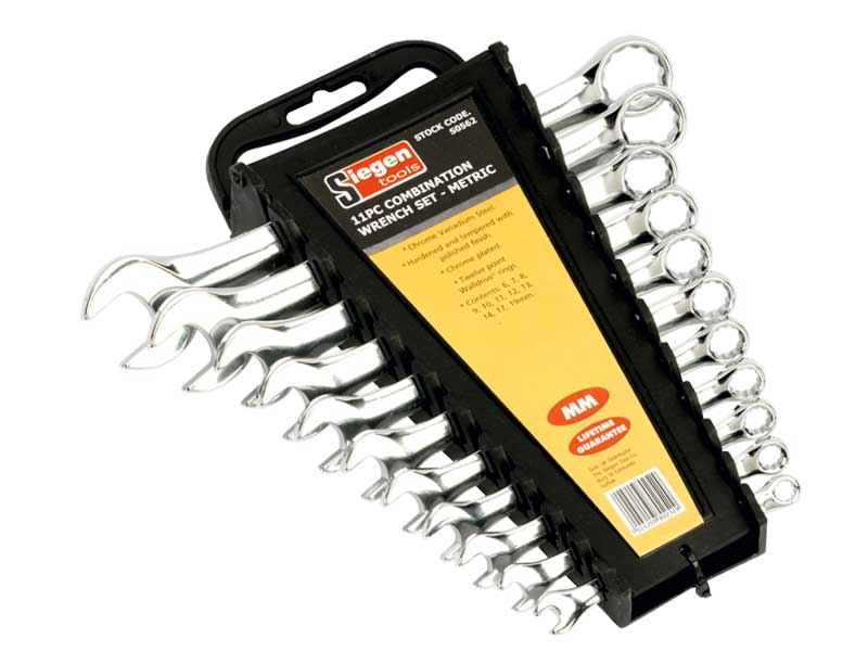 Sealey Combination Spanner Set 11 Pieces Metric 6-14mm 17-19mm Open End S0562