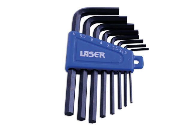 LASER 0268 Metric Hex Key Set 8 Pieces Chrome Vanadium Short Keys 1.5-6mm