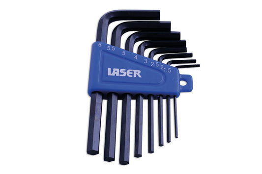 LASER 0268 Metric Hex Key Set 8 Pieces Chrome Vanadium Short Keys 1.5-6mm