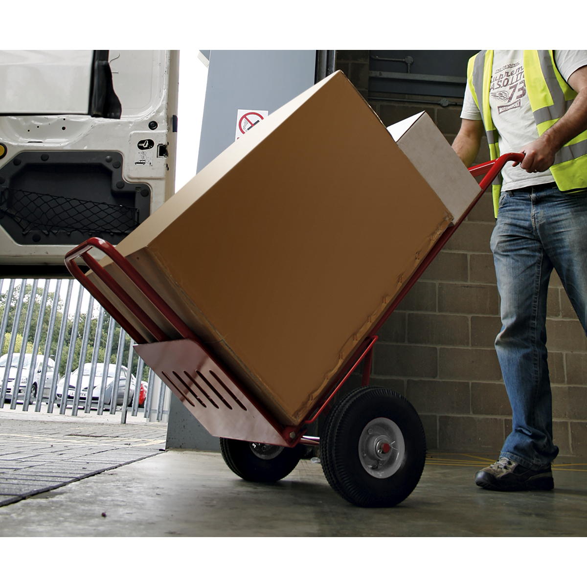 Sealey Folding Sack Truck With Pneumatic Tyres 250kg Capacity Red CST990