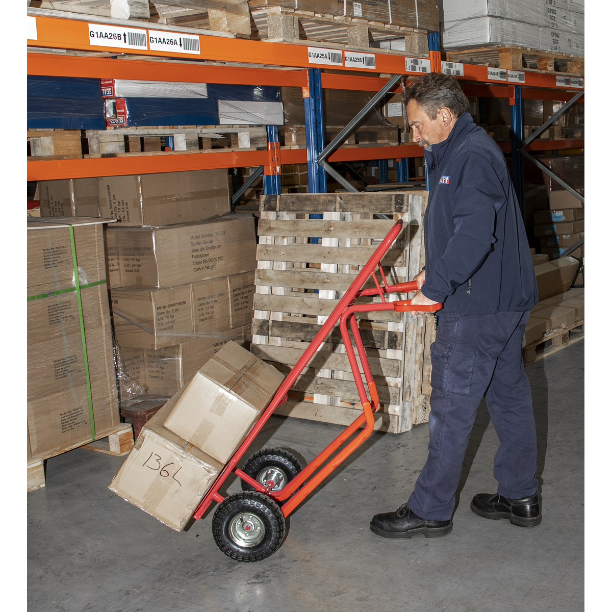 Sealey Sack Truck With Pneumatic Tyres & Handgrips 300kg Capacity CST999