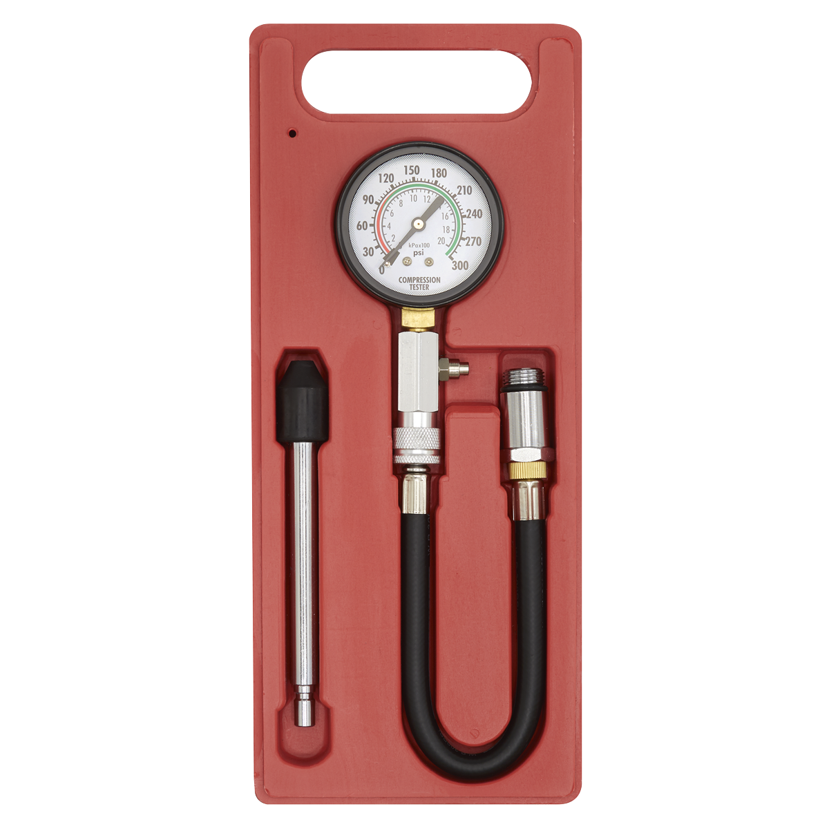 Sealey Petrol Engine Compression Test Kit Large Easy-To-Read Gauge 3 Pcs CT951