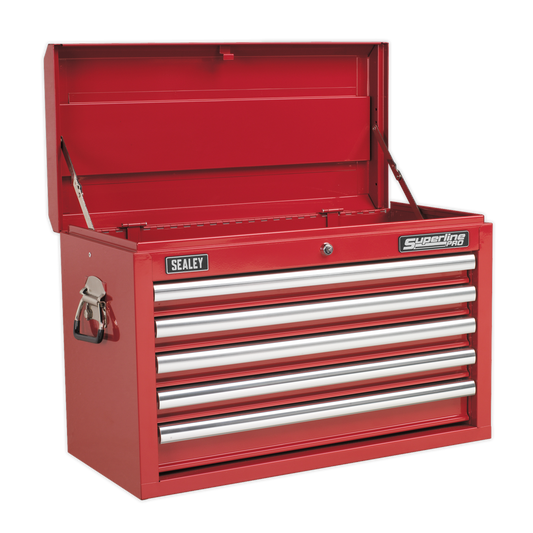 Sealey Top Chest 5 Drawer With Ball Bearing Runners Tool Storage Box Red AP33059