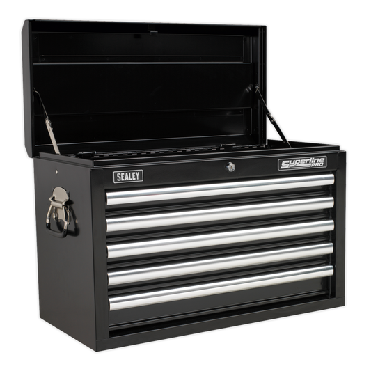 Sealey Top Chest 5 Drawer With Ball Bearing Runners Tool Storage Black AP33059B