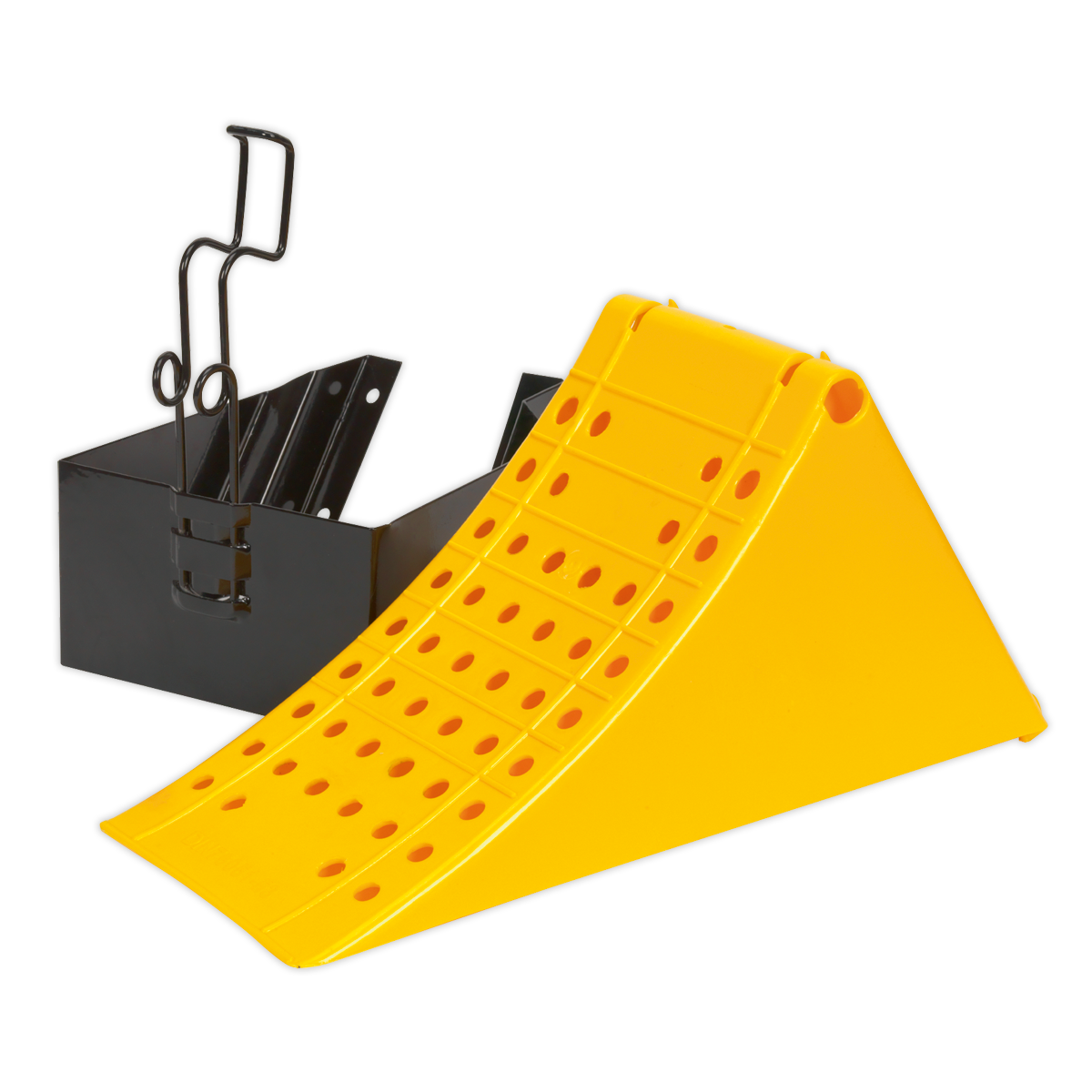 Sealey Fits HGV Wheel Chock Stopper With Bracket High-Density Plastic x1 CV127