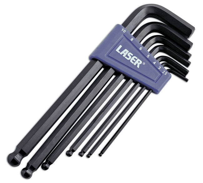 LASER 0272 Ball End Hex Key Set 7 Pieces Chrome Vanadium Ball Tip 2.5-10mm