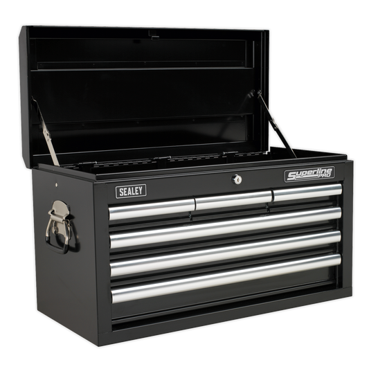Sealey Top Chest 6 Drawer With Ball Bearing Runners Tool Storage Black AP33069B
