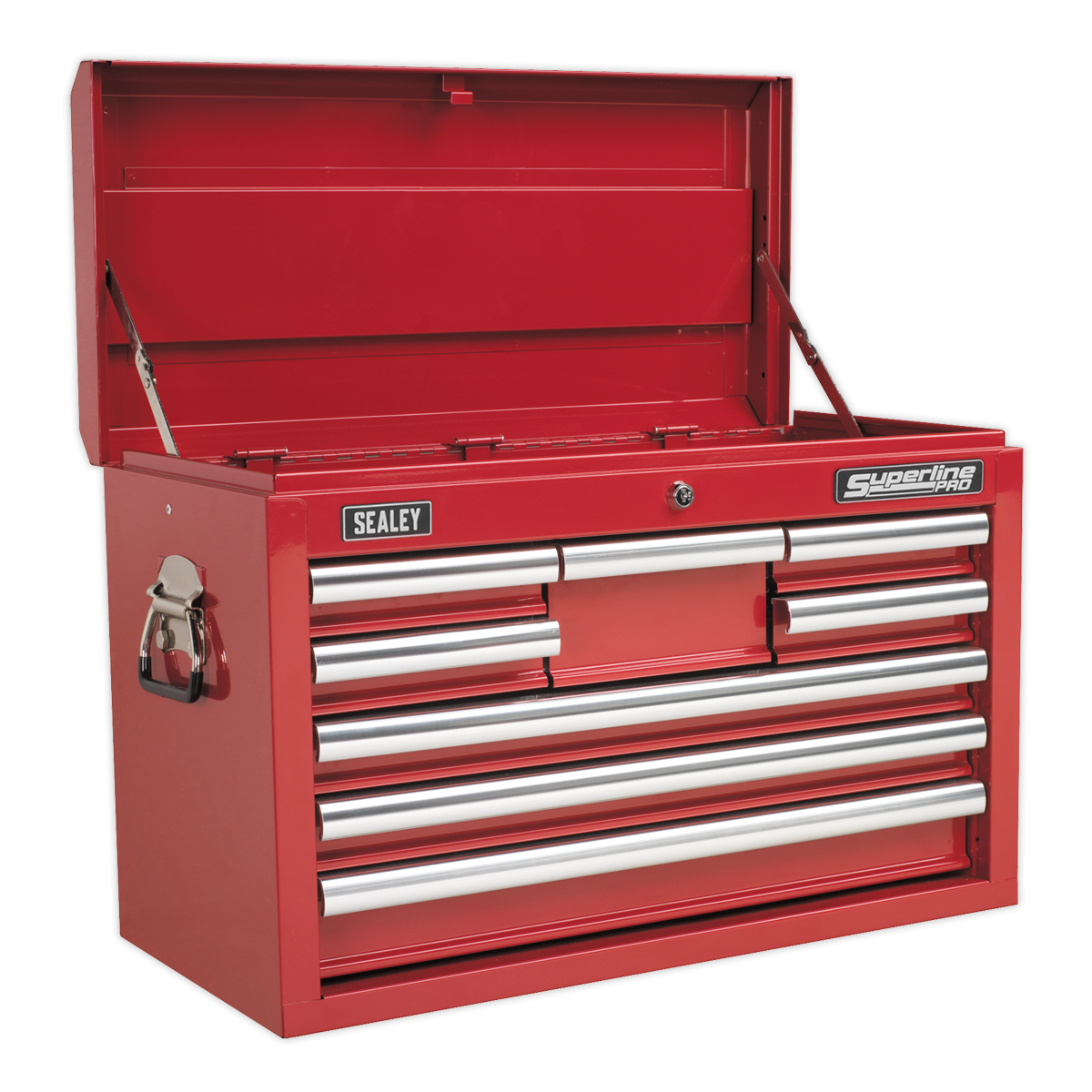 Sealey Top Chest 8 Drawer With Ball Bearing Runners Tool Storage Box Red AP33089