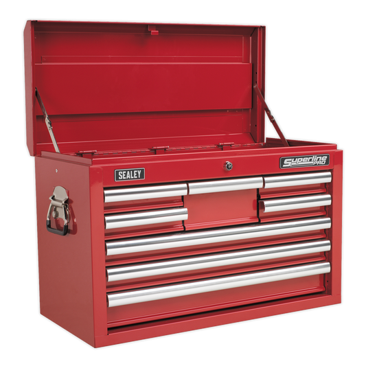 Sealey Top Chest 8 Drawer With Ball Bearing Runners Tool Storage Box Red AP33089