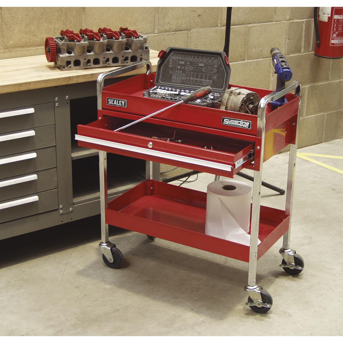 Sealey Trolley 2-Level Extra Heavy Duty With Lockable Drawer Tool Storage CX101D