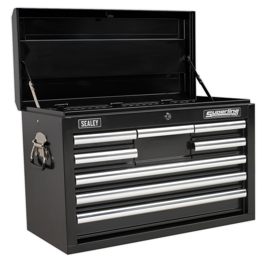 Sealey Top Chest 8 Drawer With Ball Bearing Runners Tool Storage Black AP33089B