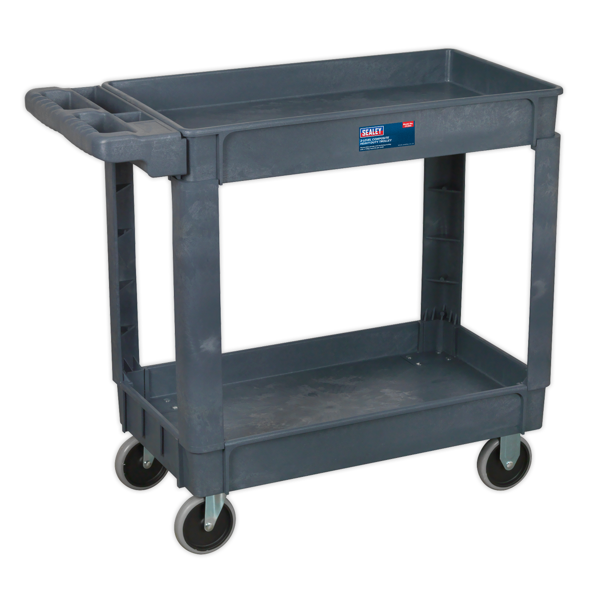 Sealey 2-Level Composite Heavy Duty Trolley With Four Large Rubber Wheels CX202