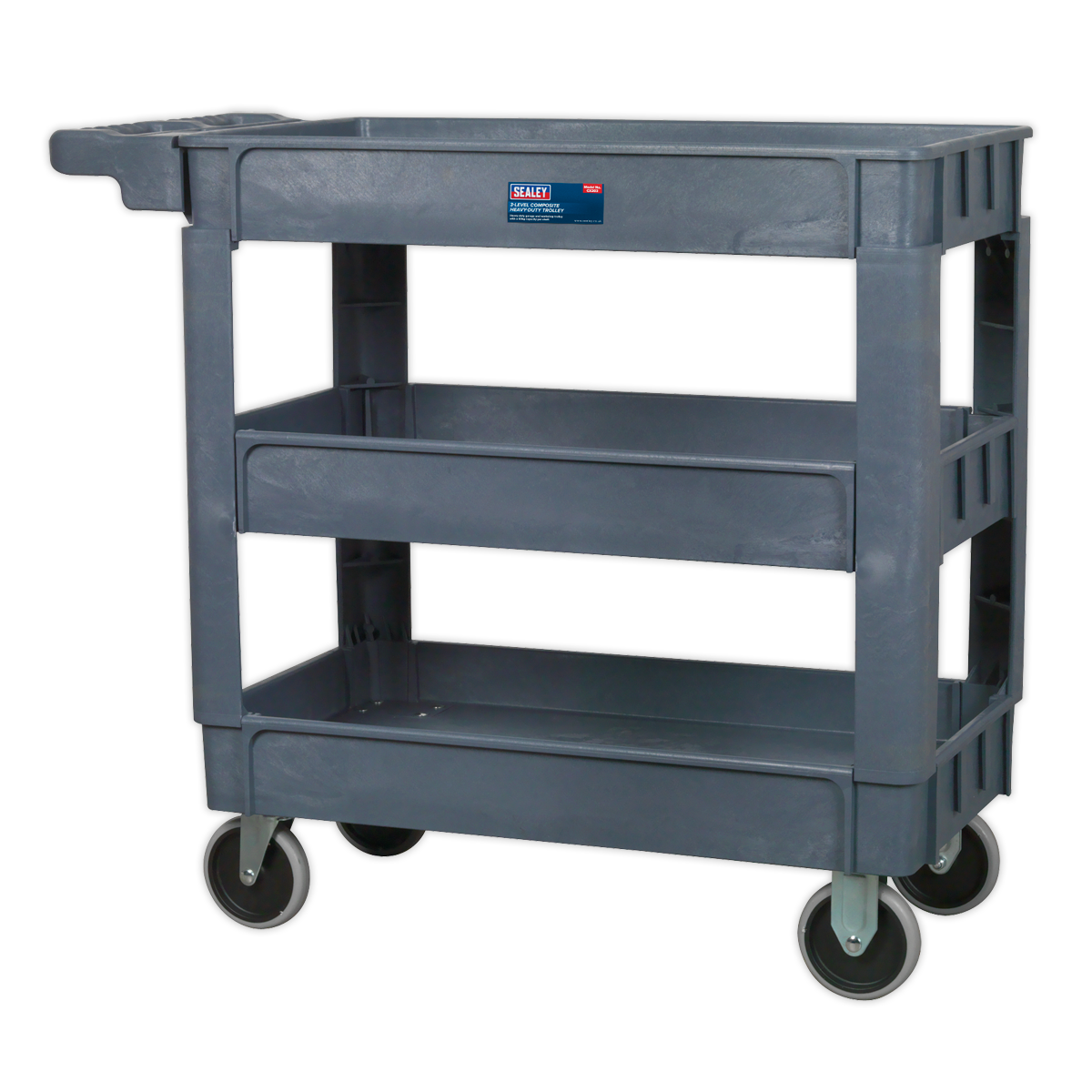 Sealey 3-Level Composite Heavy Duty Trolley With Four Large Rubber Wheels CX203