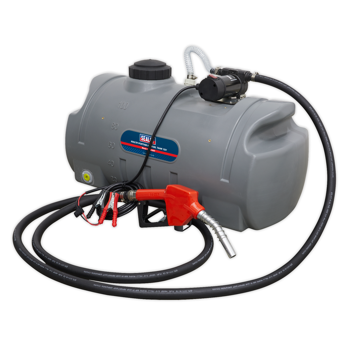 Sealey Portable Diesel Tank 100 Litres 12V Electric Pump 4m Delivery Hose D100T