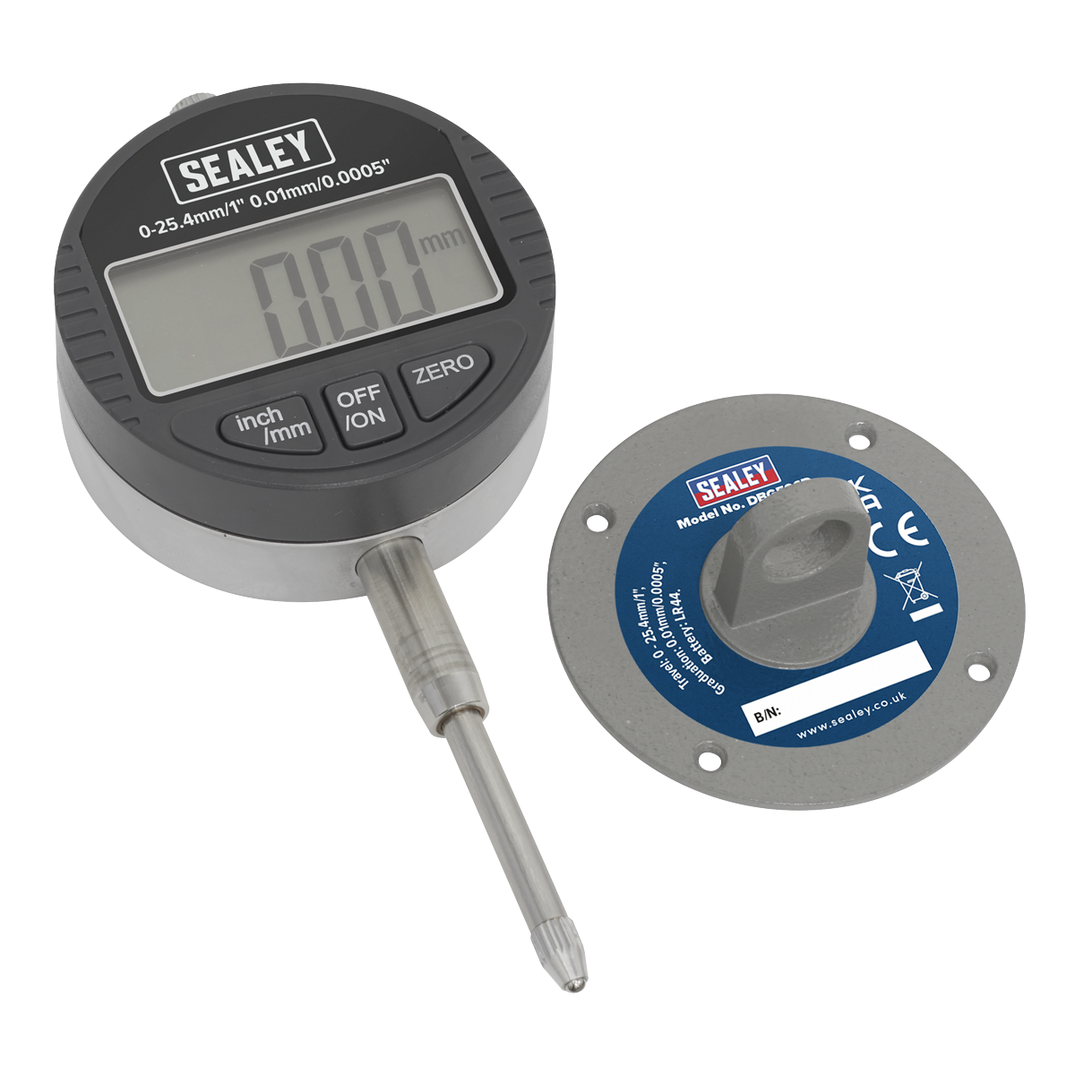 Sealey Dual Reading Digital Dial Bore Gauge With Lugged Back Plate DBG506D