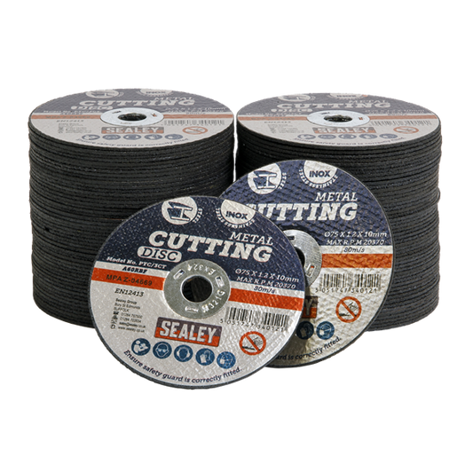 Sealey Cutting Disc Ø75 x 1.2mm Ø10mm Bore General Purpose x100 Pcs PTC/3CT100