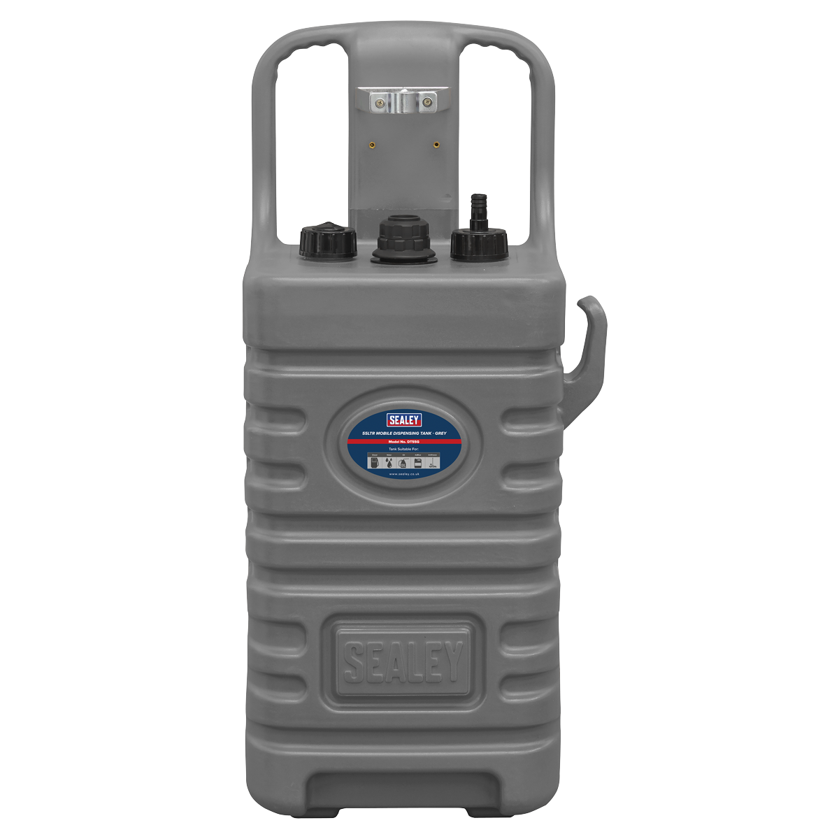 Sealey Mobile Dispensing Tank With 2 Roller Wheels & Vent Caps 55L Grey DT55G