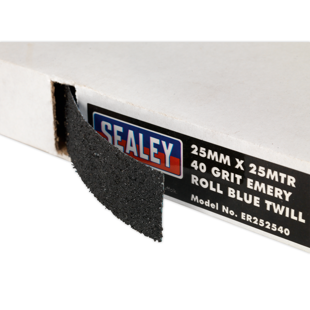 Sealey Emery Roll Tear Resistant Blue Twill 25mm x 25 Metres 40 Grit ER252540