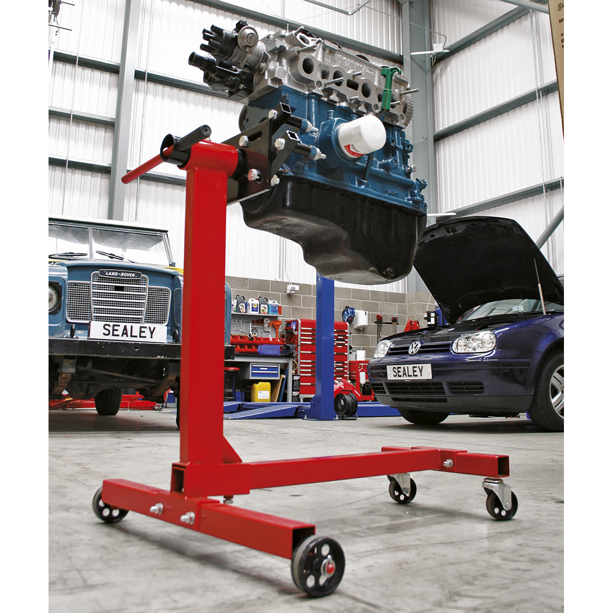 Sealey Engine Stand With Fully Adjustable Mounting Arms 450kg - Red ES450