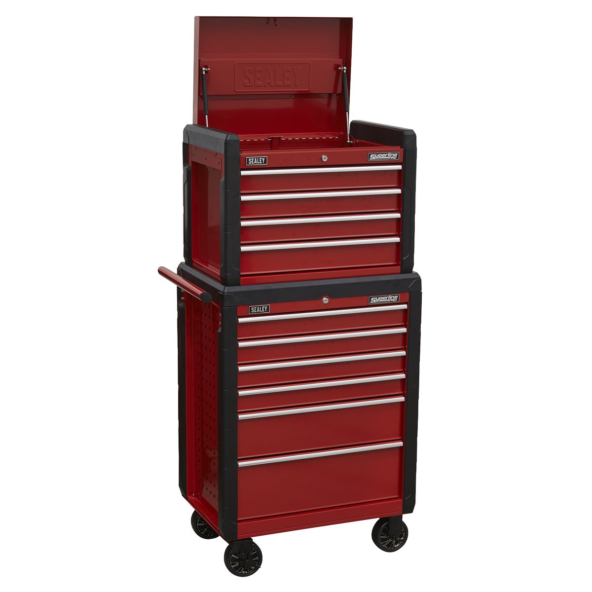Sealey Topchest 4-Drawer & Rollcab 6-Drawer Combination - Red/Black AP3410STACK