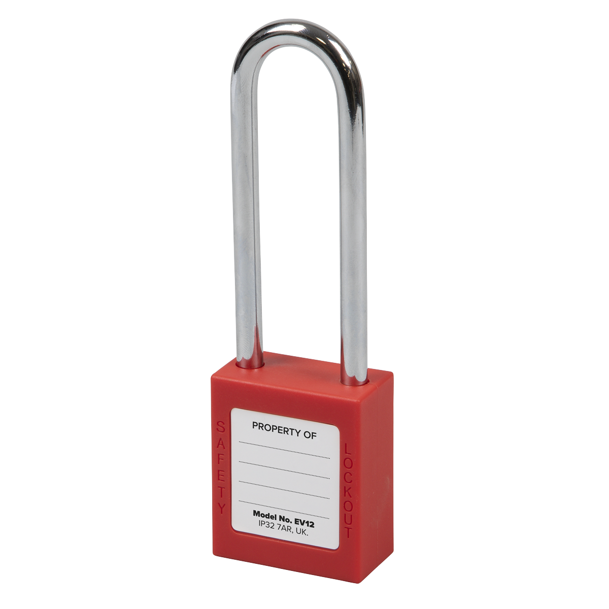 Sealey Safety Lockout Padlock Long Shackle Heavy Duty 6mm Steel Shackle EV12