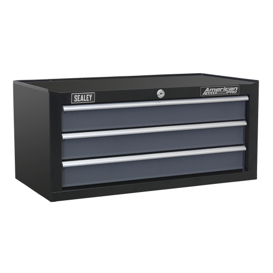 Sealey 3 Drawers Mid-Box Chest With Ball-Bearing Slides - Black/Grey AP3503TB