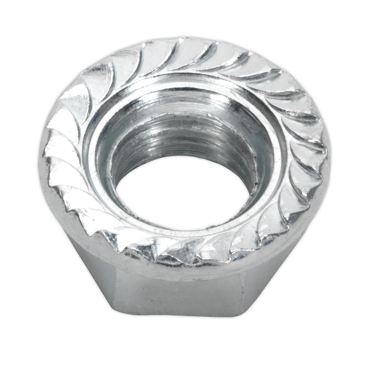 Sealey Flange Nut Serrated M10 Zinc Plated DIN 6923 Silver Pack of 100 Pcs FN10
